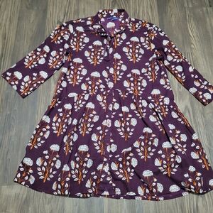 Ro's Garden Rene Tuckernuck Floral Purple Womens Dress XL Button Drop Waist